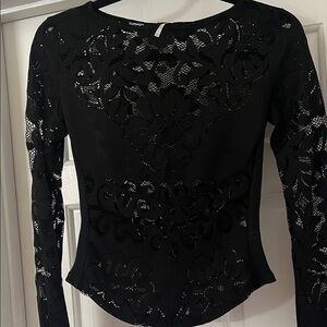 NWT Free People Black Floral Crop